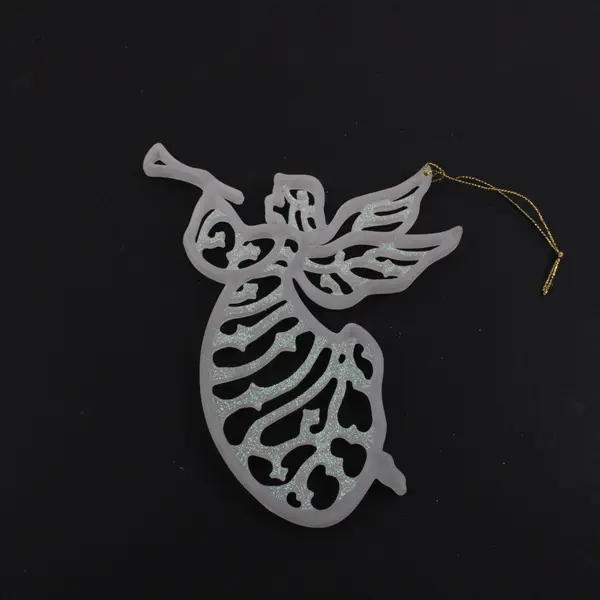 White Acrylic Laser Cut Angel Christmas Tree Ornament 5 Inch