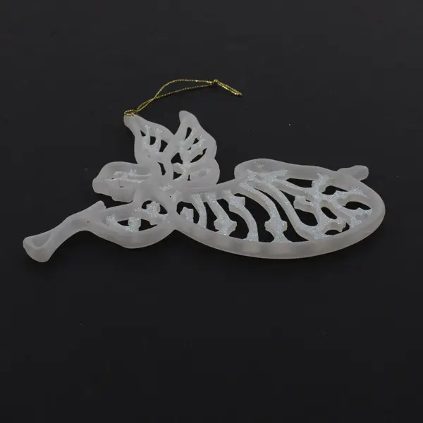 White Acrylic Laser Cut Angel Christmas Tree Ornament 5 Inch