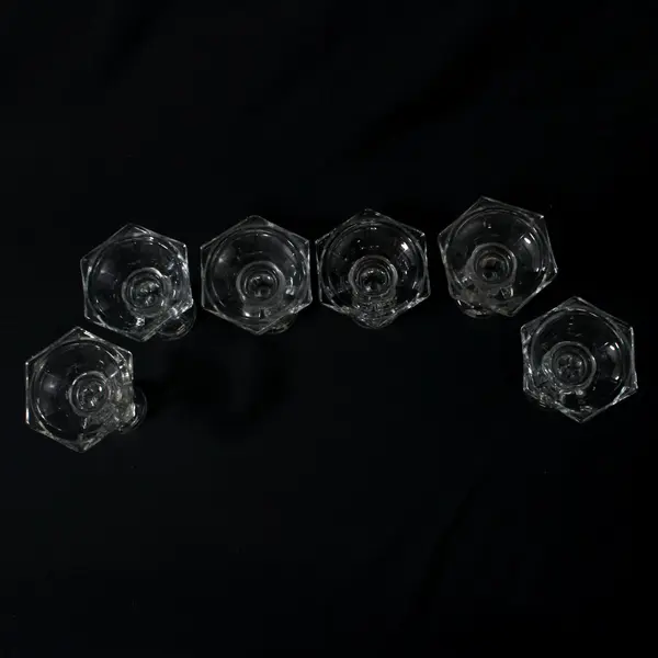 Set of 6 FTDA Glass Taper Candle Holders 4"
