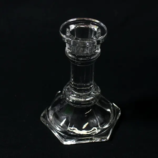 Set of 6 FTDA Glass Taper Candle Holders 4"