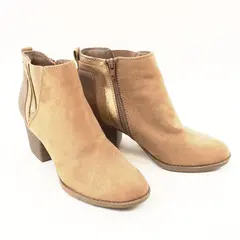 Faded Glory Women's Brown Faux Suede Heeled Ankle Boots Size 7