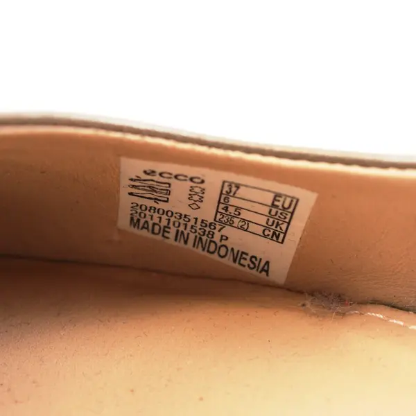 ECCO Women's Gray Faux Leather Round Toe Flats Size 6
