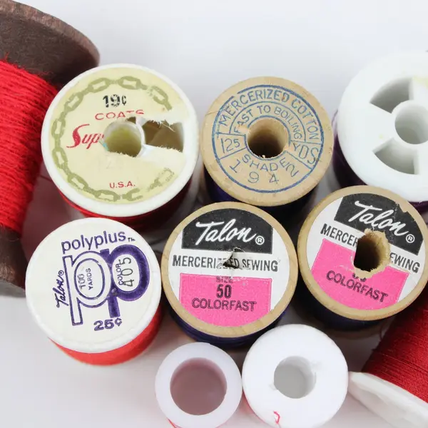 Lot of 10 Mixed Sewing Thread Spools Talon Coats Polyplus Red Purple