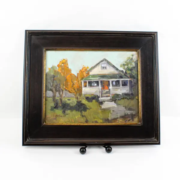 Gayle Pedemonte Acrylic House Cottage Landscape Painting Framed 17x20