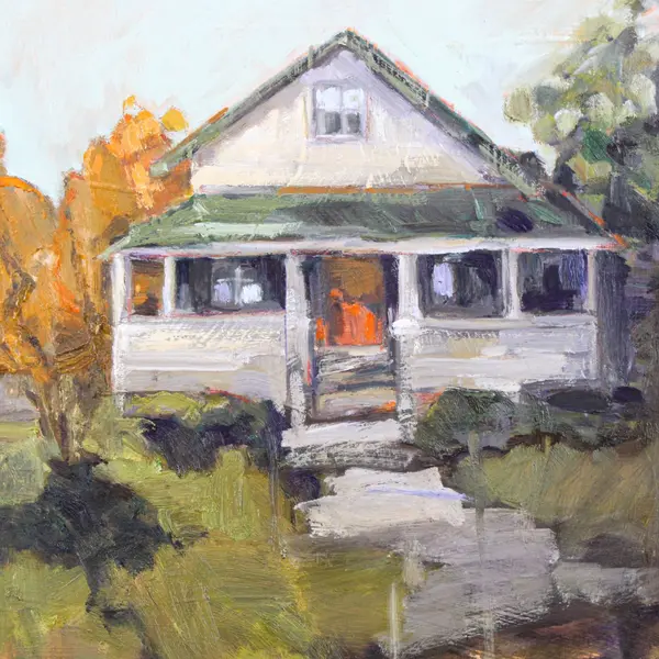Gayle Pedemonte Acrylic House Cottage Landscape Painting Framed 17x20