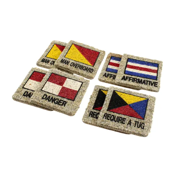 Man Overboard Nautical Signal Flag Coasters Set of 8 4x4