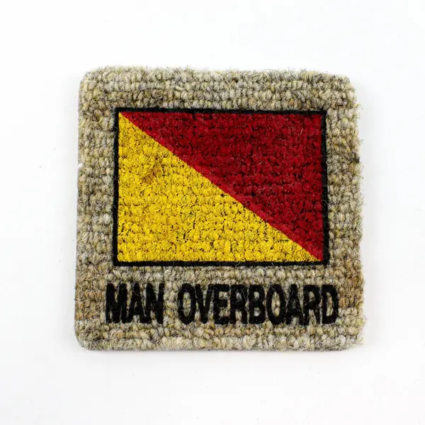 Man Overboard Nautical Signal Flag Coasters Set of 8 4x4