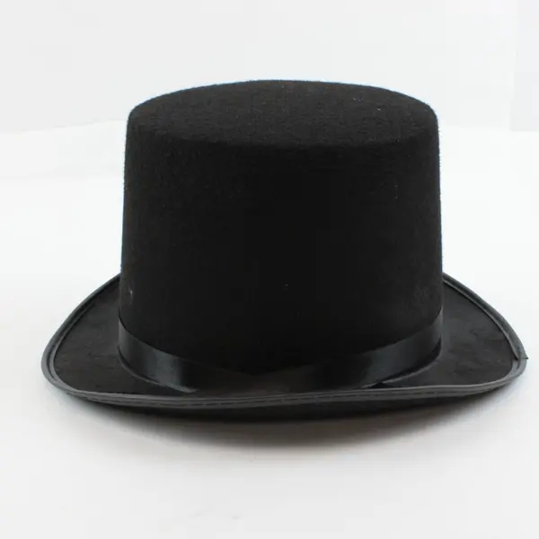 Lot of 2 Black Felt Top Hats Halloween Costume Theater Party