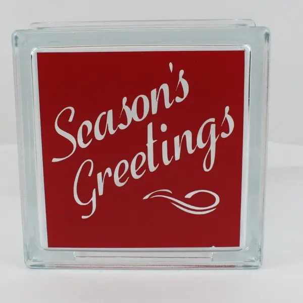 Season's Greetings Hollow Glass Box Holiday Lights Decor 7.5 Inch