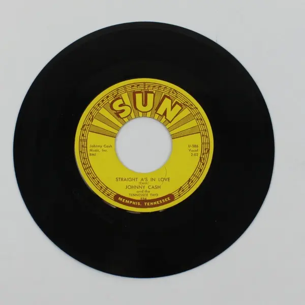 Johnny Cash Straight A's In Love/I Love You Because Sun 7in Vinyl U-386 U-387