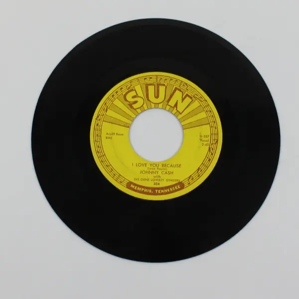 Johnny Cash Straight A's In Love/I Love You Because Sun 7in Vinyl U-386 U-387