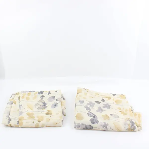 Set of 2 Lite Out Beige Gray Floral Rectangular Tablecloths 36 x 81 Inches