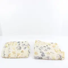 Set of 2 Lite Out Beige Gray Floral Rectangular Tablecloths 36 x 81 Inches