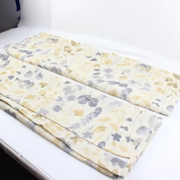 Set of 2 Lite Out Beige Gray Floral Rectangular Tablecloths 36 x 81 Inches