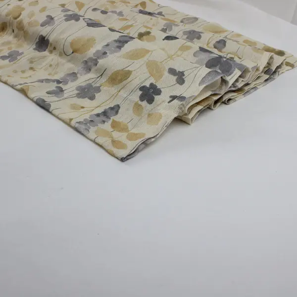 Set of 2 Lite Out Beige Gray Floral Rectangular Tablecloths 36 x 81 Inches