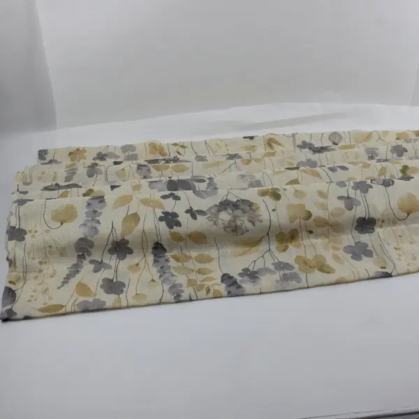 Set of 2 Lite Out Beige Gray Floral Rectangular Tablecloths 36 x 81 Inches