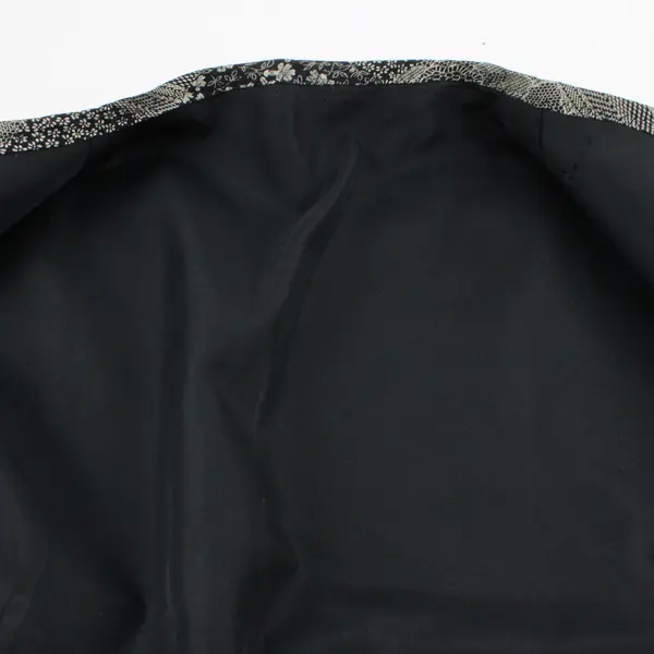 Women's Large Black Gray Floral Patchwork Open-Front Vest