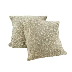 Crate & Barrel Gray Ivory Floral Scroll Throw Pillows Set of 2 20x20