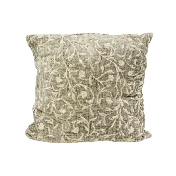 Crate & Barrel Gray Ivory Floral Scroll Throw Pillows Set of 2 20x20