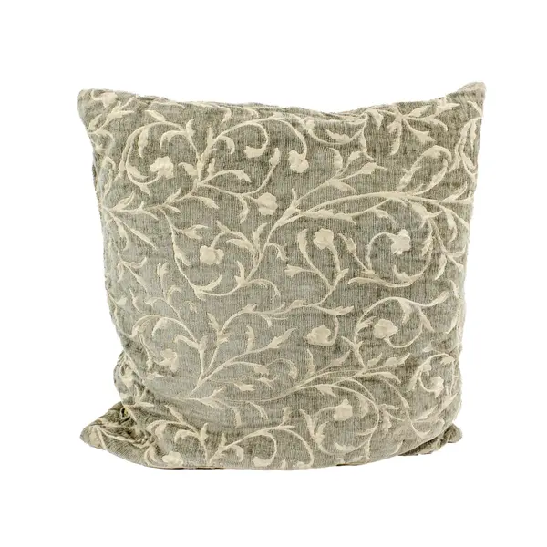 Crate & Barrel Gray Ivory Floral Scroll Throw Pillows Set of 2 20x20