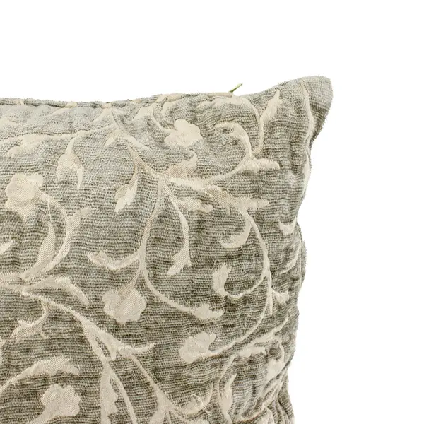 Crate & Barrel Gray Ivory Floral Scroll Throw Pillows Set of 2 20x20