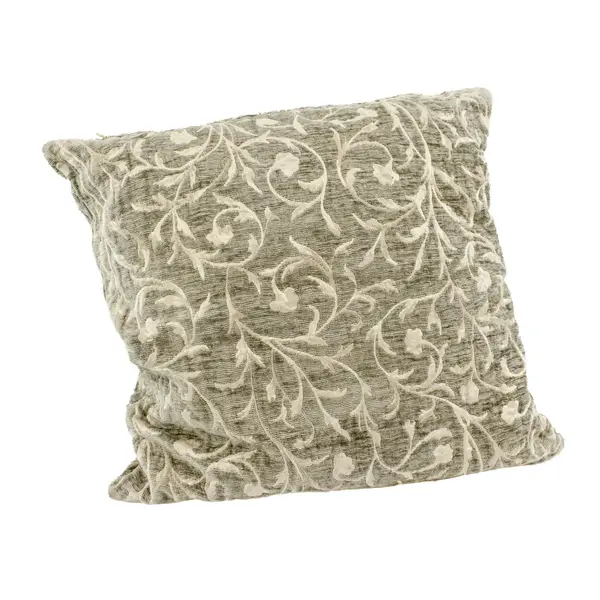 Crate & Barrel Gray Ivory Floral Scroll Throw Pillows Set of 2 20x20