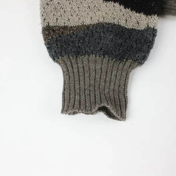 Norm Thompson Men's Large Merino Wool Sweater Gray Brown Knit