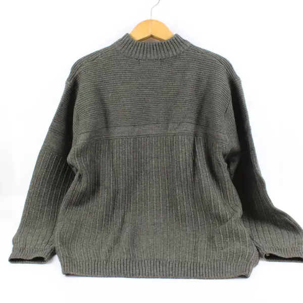 Cotton Reel Men's Large Gray Wool Blend Full-Zip Sweater