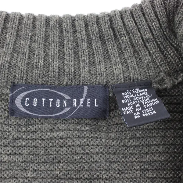 Cotton Reel Men's Large Gray Wool Blend Full-Zip Sweater