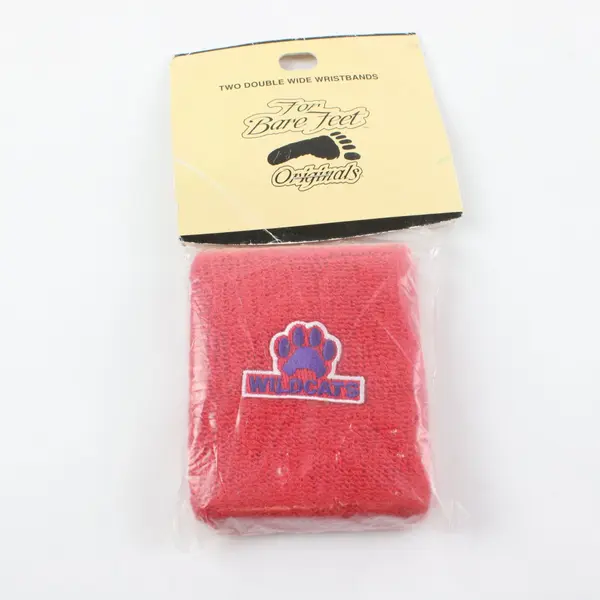 For Bare Feet Originals Wildcats Set of 2 Double-Wide Wristbands Red
