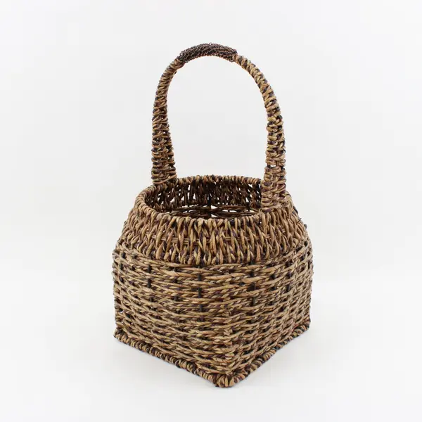 Woven Wicker Basket with Handle 12x10x18 Storage Home Decor