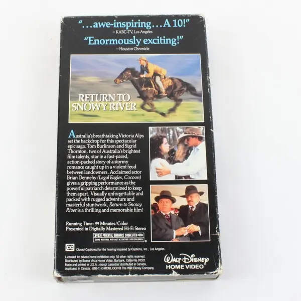 Return to Snowy River VHS Tom Burlinson Sigrid Thornton Disney 99 Min