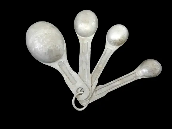 Vintage Aluminum Measuring Spoons Set 4pc Oval Nesting Ring US Standard