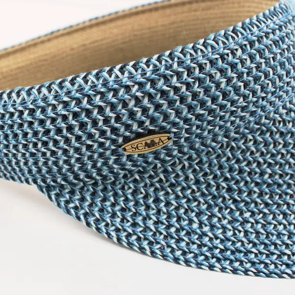 Scala Women's Woven Paper Blue Sun Visor One Size