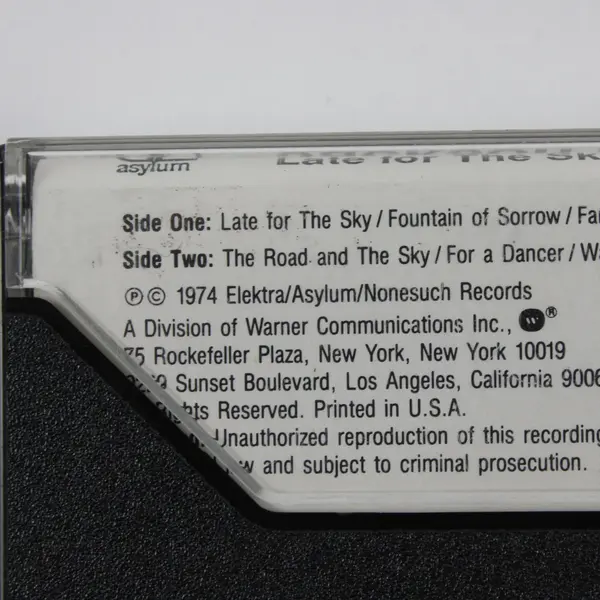 Jackson Browne Late for the Sky 1974 Audio Cassette Tape, #TC-51017 