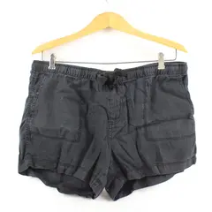 Stylus Women's Linen Drawstring Shorts Black Size Large