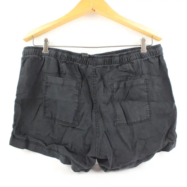 Stylus Women's Linen Drawstring Shorts Black Size Large