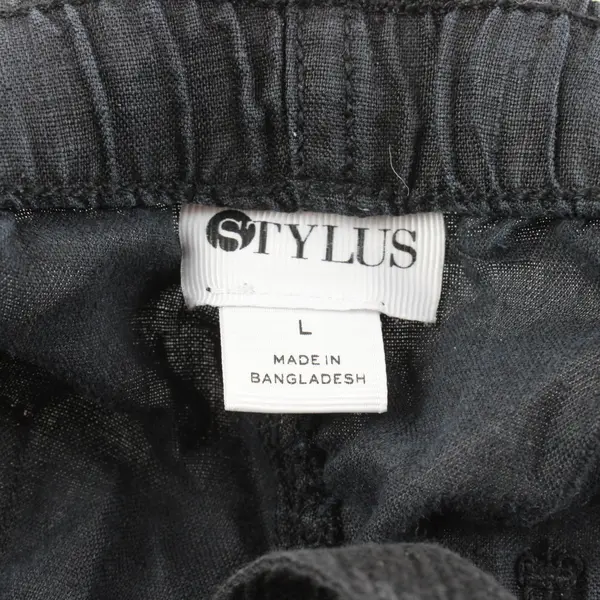 Stylus Women's Linen Drawstring Shorts Black Size Large