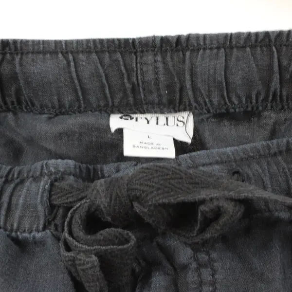 Stylus Women's Linen Drawstring Shorts Black Size Large