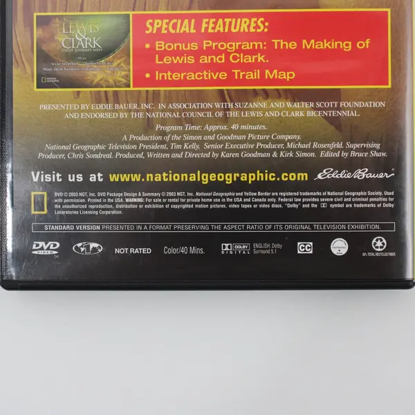 National Geographic Lewis & Clark Great Journey West 2003 DVD Jeff Bridges 