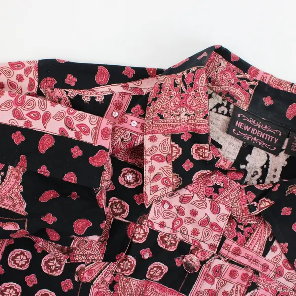 Identity Women's Medium Pink Black Paisley Cropped Cotton Jacket