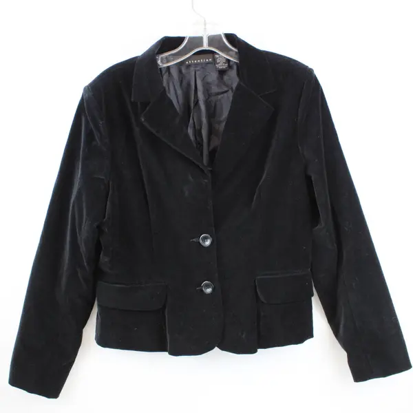 Attention Women's Black Velour Cropped Blazer Size 14