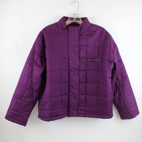 Hartman Sport Women's Large Plum Purple Quilted Silk Blend Zip Jacket