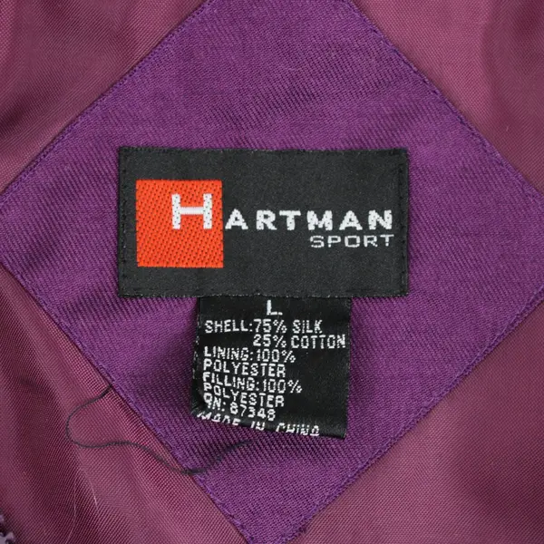 Hartman Sport Women's Large Plum Purple Quilted Silk Blend Zip Jacket