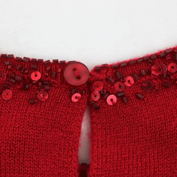 Jaclyn Smith Women's Red Sleeveless Knit Top Beaded Neckline Large