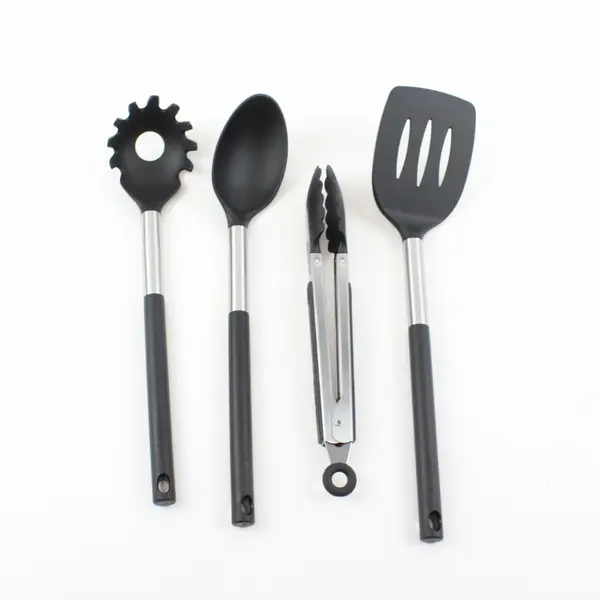 Cuisinart 4-Piece Black Silver Silicone Kitchen Utensil Set