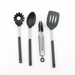 Cuisinart 4-Piece Black Silver Silicone Kitchen Utensil Set
