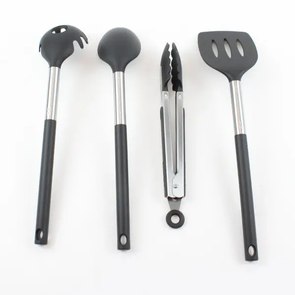 Cuisinart 4-Piece Black Silver Silicone Kitchen Utensil Set