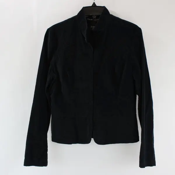 New York & Company Women's Black Embroidered Jacket Size 8