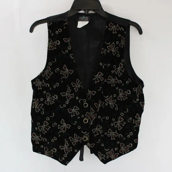Fritzi California Women's Black Christmas Holiday Vest Small 9505-VG5F